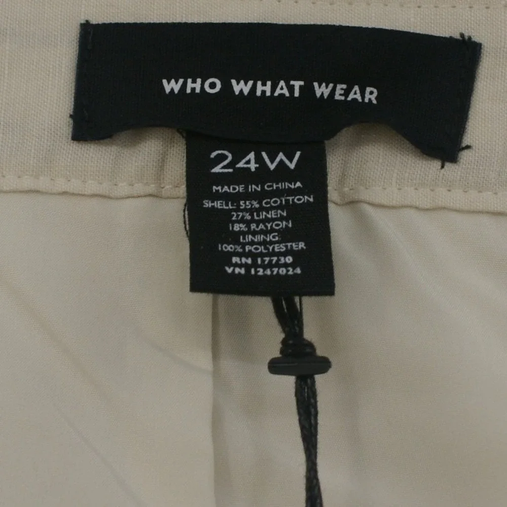 Who What Wear Womens 24W Striped A-Line Skirt Cotton Linen Blend CreamNavyYellow